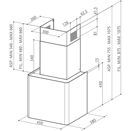 Hota incorporabila decorativa Faber LITHOS EG6 WH MATT LED A45, Putere de absorbtie 580 mc/h, 1 motor, Iluminare LED, 45 cm, Alb