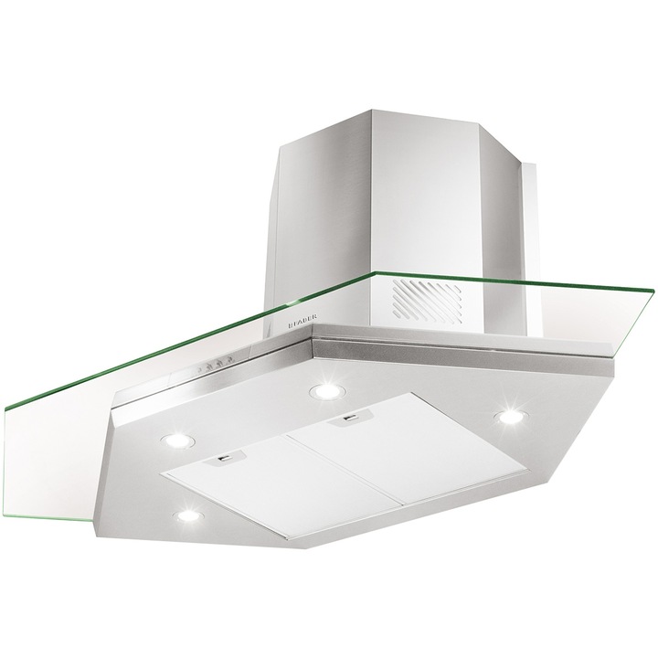 Faber Premio Angolo/SP EV8 LED X/V A90 dekoratív beépített páraelszívó, abszorpciós teljesítmény 700 mc/h, 1 motor, LED világítás, 90 cm, rozsdamentes acél