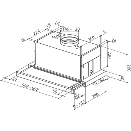 Hota incorporabila talescopica Faber MAXIMA TOUCH EV8 LED X A90, Putere de absorbtie 730 mc/h, 1 motor, Touch control, Iluminare LED, 90 cm, Inox