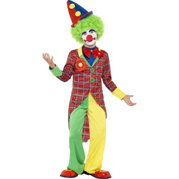 Costum clown rosu cu verde, S, 4-6 ani, 115-128 cm Costum clown rosu cu verde, S, 4-6 ani, 115-128 cm
