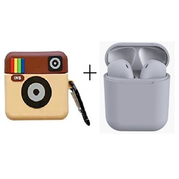 Set format din casti wireless prin bluetooth gri si husa de protectie Insta Set format din casti wireless prin bluetooth gri si husa de protectie Insta