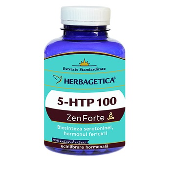 Supliment alimentar 5 HTP 100 Zen Forte Herbagetica, 120 capsule Supliment alimentar 5 HTP 100 Zen Forte Herbagetica, 120 capsule