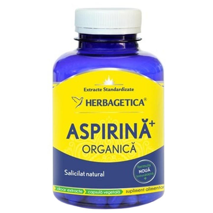 Supliment alimentar Aspirina Organica Cps Vegetale Herbagetica, 120 capsule