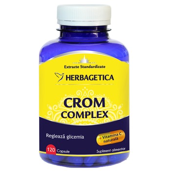 Supliment Alimentar Crom complex Herbagetica, 120 capsule Supliment Alimentar Crom complex Herbagetica, 120 capsule