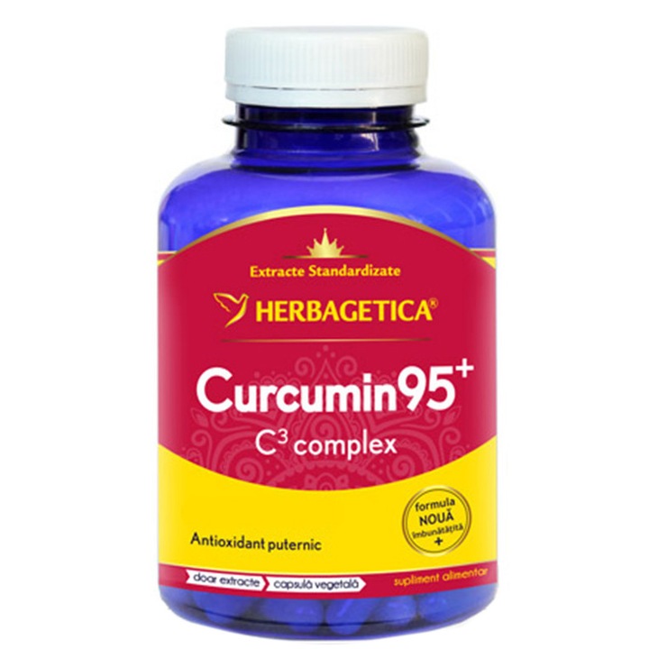 Хранителна добавка Куркумин + 95 C3 Herbagetica Complex, 120 капсули