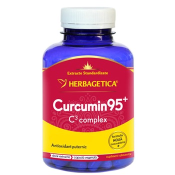 Supliment Alimentar Curcumin + 95 C3 Complex Herbagetica, 120 capsule Supliment Alimentar Curcumin + 95 C3 Complex Herbagetica, 120 capsule