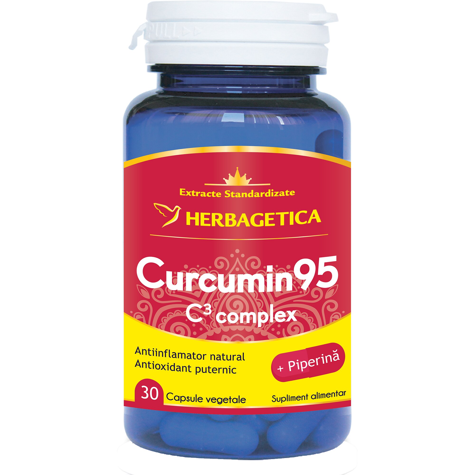 Supliment Alimentar Curcumin + 95 C3 Complex Herbagetica, 30 capsule
