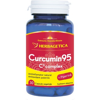 Supliment Alimentar Curcumin + 95 C3 Complex Herbagetica, 30 capsule Supliment Alimentar Curcumin + 95 C3 Complex Herbagetica, 30 capsule