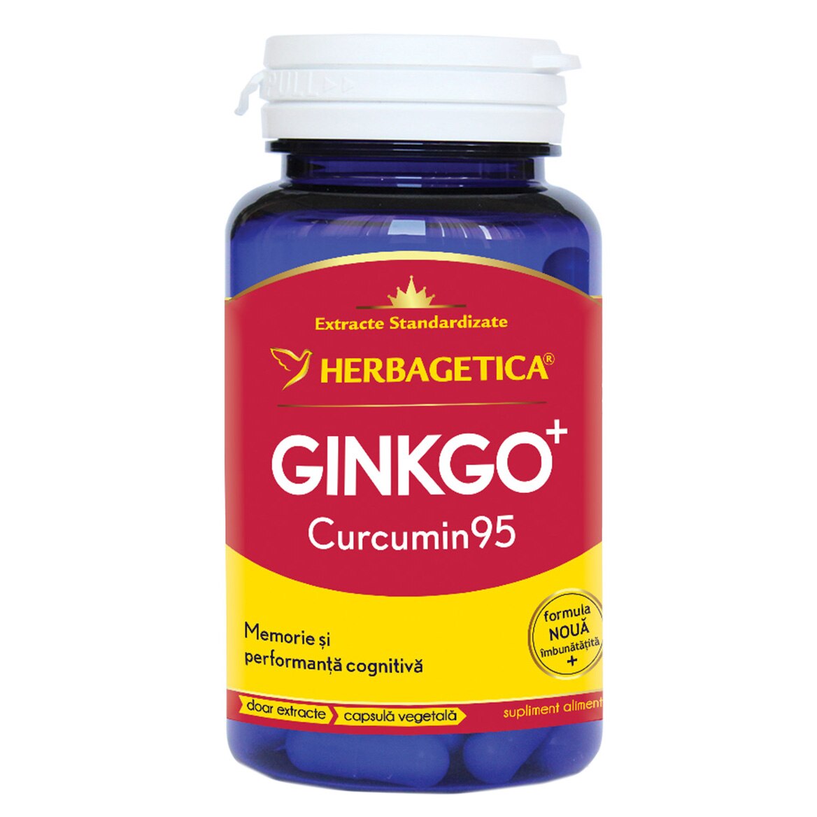 Supliment Alimentar Ginkgo + Curcumin95 Herbagetica, 30 capsule