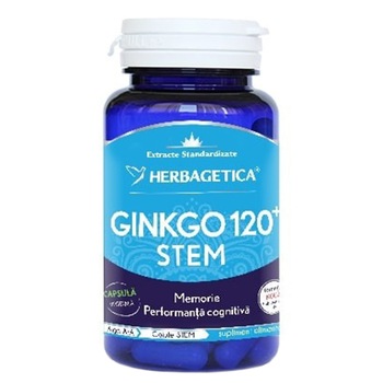 Supliment Alimentar Ginkgo 120+ Stem Herbagetica, 30 capsule Supliment Alimentar Ginkgo 120+ Stem Herbagetica, 30 capsule