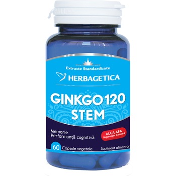 Supliment Alimentar Ginkgo 120+ Stem Herbagetica, 60 capsule Supliment Alimentar Ginkgo 120+ Stem Herbagetica, 60 capsule