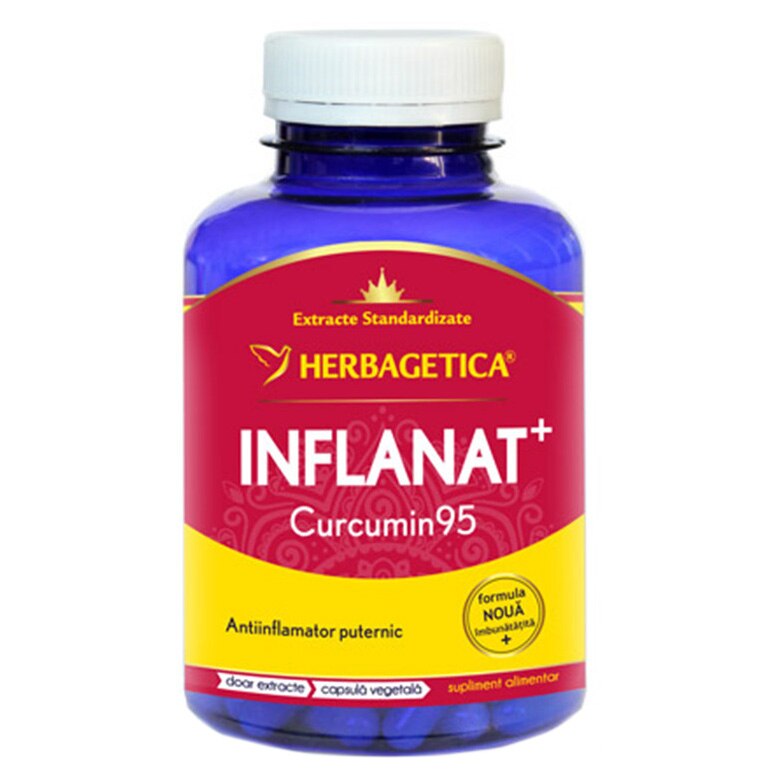 Supliment Alimentar Inflanat + Curcumin 95 Herbagetica, 120 capsule