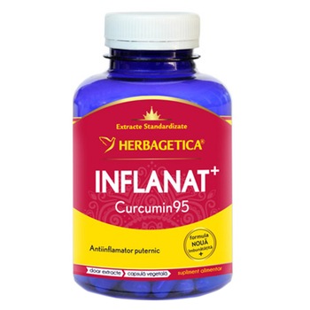 Supliment Alimentar Inflanat + Curcumin 95 Herbagetica, 120 capsule Supliment Alimentar Inflanat + Curcumin 95 Herbagetica, 120 capsule