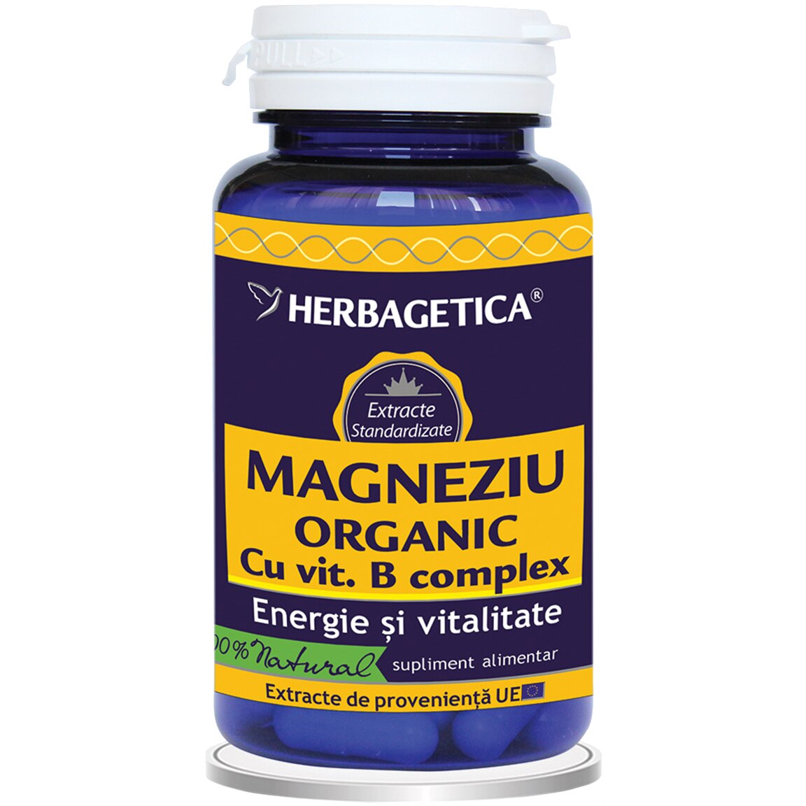 Supliment Alimentar Magneziu Organic cu Vitamina B complex Herbagetica, 30 capsule