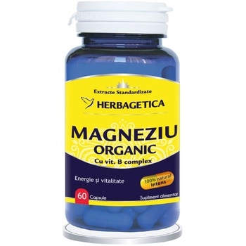 Supliment Alimentar Magneziu Organic cu Vitamina B complex Herbagetica, 60 capsule Supliment Alimentar Magneziu Organic cu Vitamina B complex Herbagetica, 60 capsule