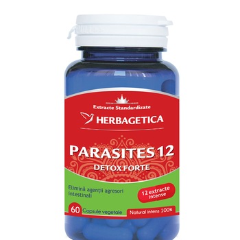 Supliment Alimentar Parasites 12 Detox Forte Herbagetica, 60 capsule Supliment Alimentar Parasites 12 Detox Forte Herbagetica, 60 capsule