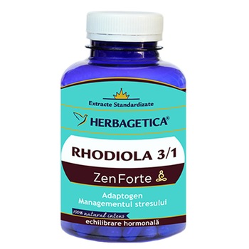 Supliment Alimentar Rhodiola Zen Forte Herbagetica, 120 capsule Supliment Alimentar Rhodiola Zen Forte Herbagetica, 120 capsule