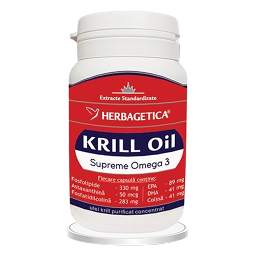 Supliment Alimentar Supreme Krill Omega 3 Forte Herbagetica, 30 capsule