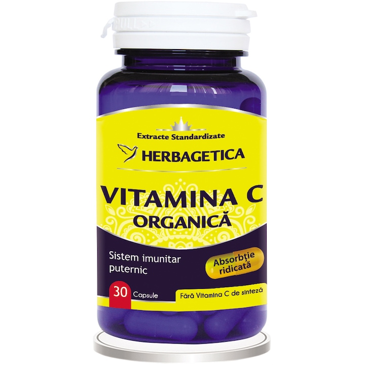 Supliment Alimentar Vitamine C Organica Herbagetica, 30 capsule