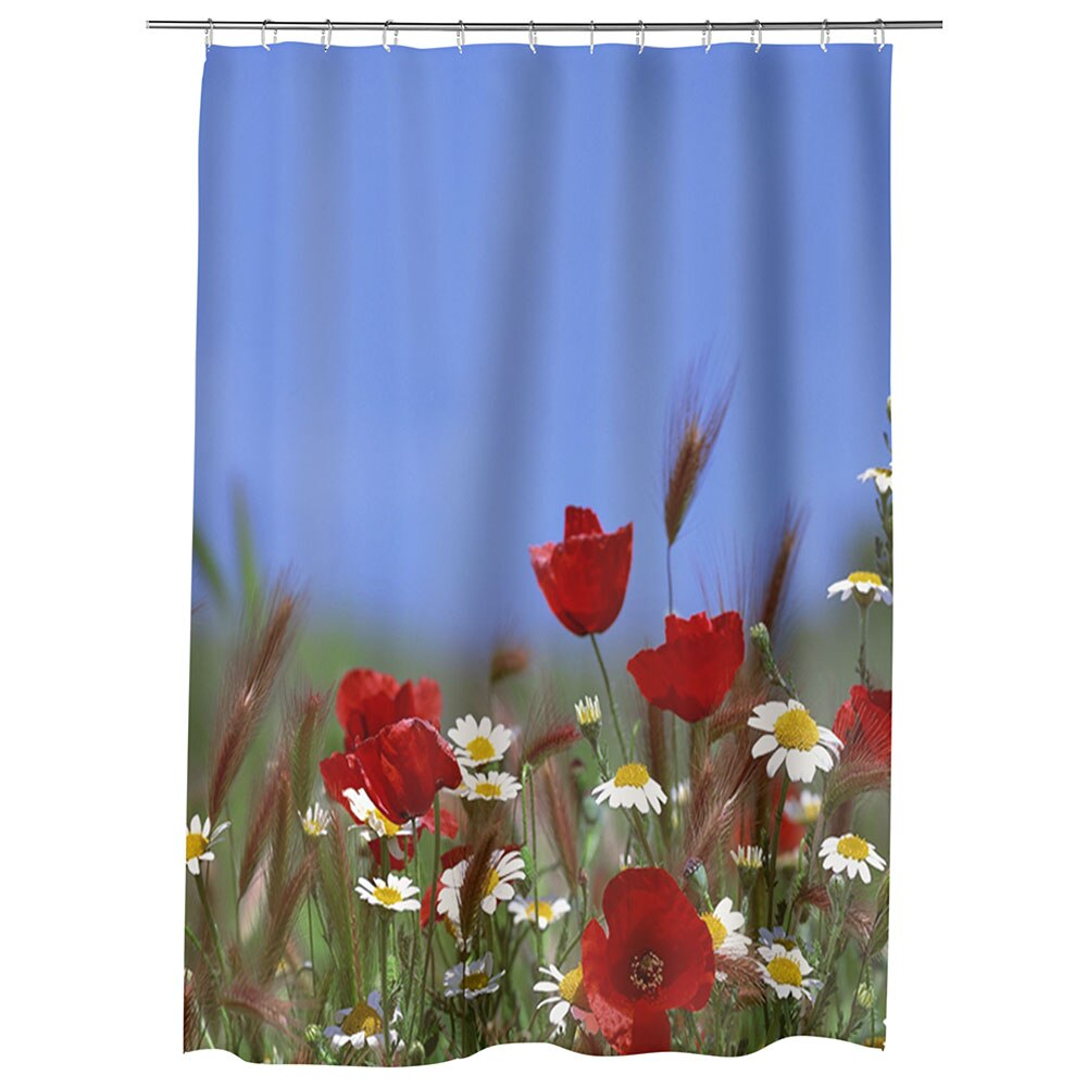 Perdea Dus, Cada, pentru Baie, Heartwork, Flori pe camp, Model Multicolor, Decoratiuni Baie, 150 x 200 cm