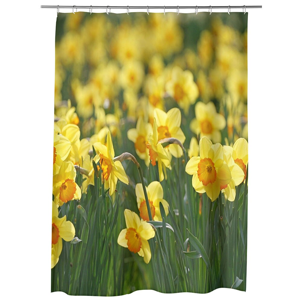 Perdea Dus, Cada, pentru Baie, Heartwork, Floricele galbene, Model Multicolor, Decoratiuni Baie, 150 x 200 cm