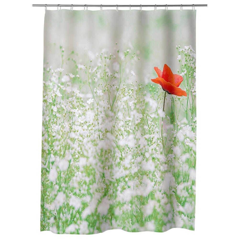 Perdea Dus, Cada, pentru Baie, Heartwork, Floare rosie, Model Multicolor, Decoratiuni Baie, 150 x 200 cm