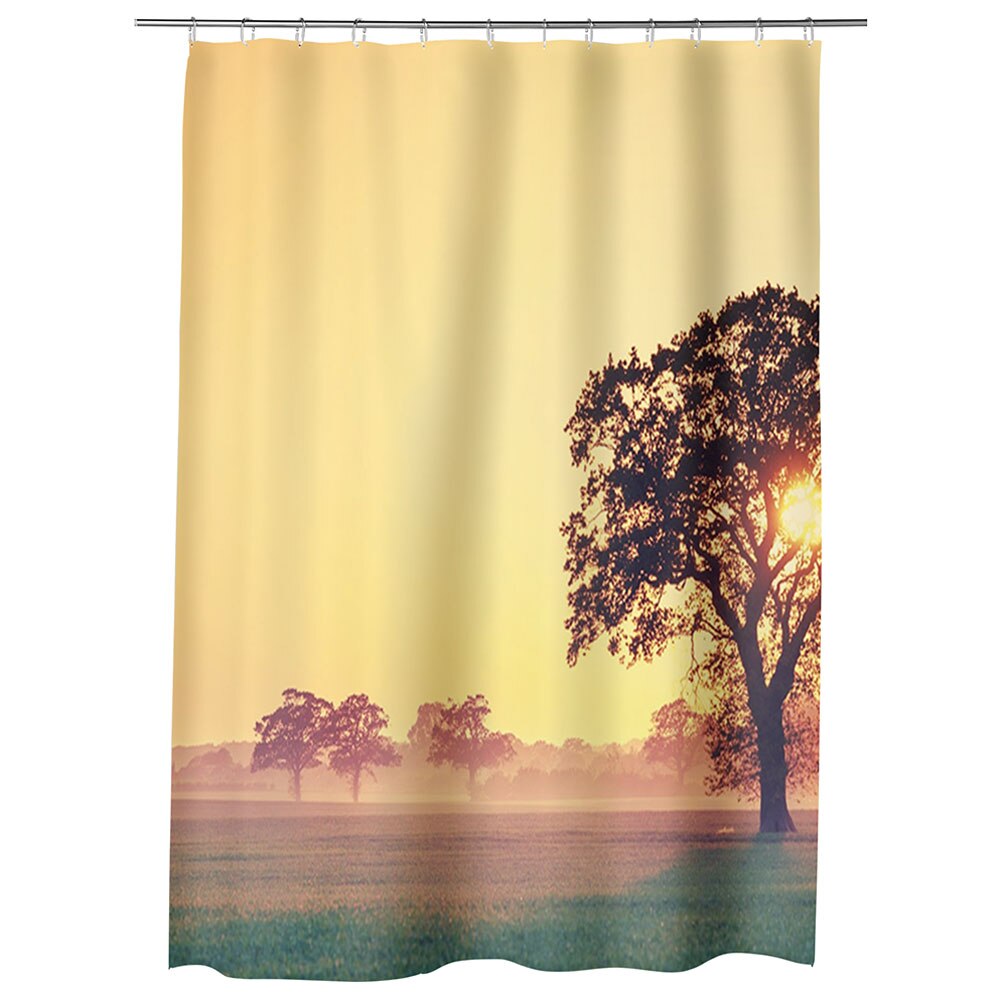 Perdea Dus, Cada, pentru Baie, Heartwork, Copac cu soare, Model Multicolor, Decoratiuni Baie, 150 x 200 cm