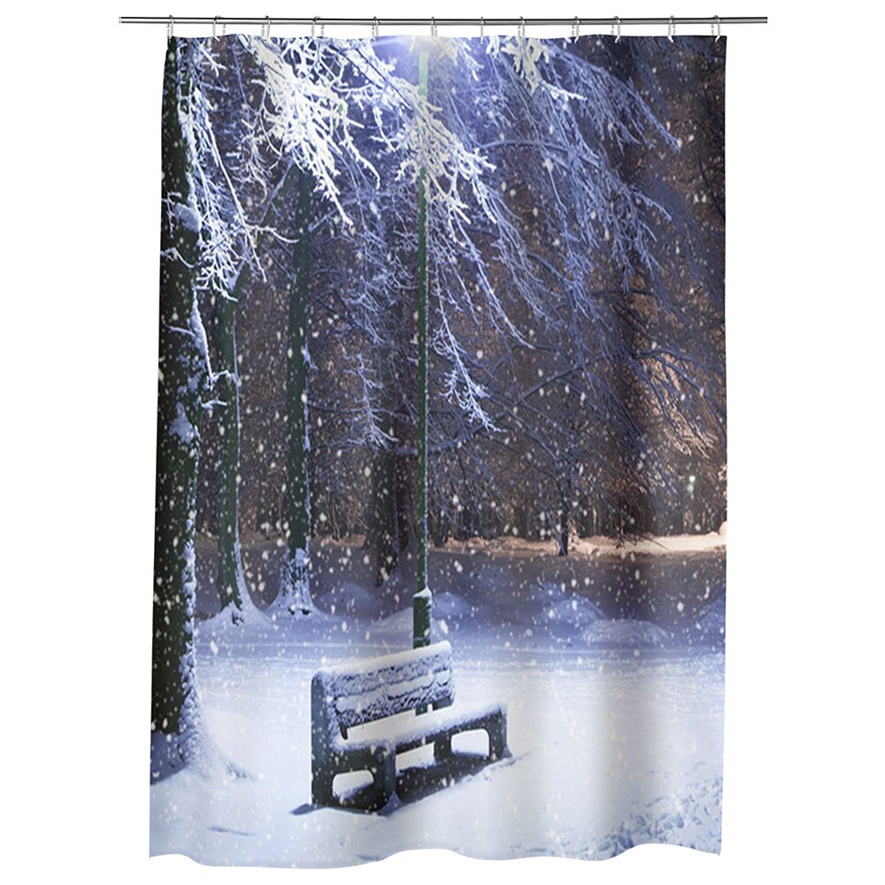 Perdea Dus, Cada, pentru Baie, Heartwork, Banca cu zapada, Model Multicolor, Decoratiuni Baie, 150 x 200 cm