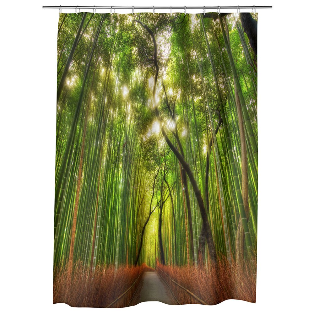 Perdea Dus, Cada, pentru Baie, Heartwork, Padure de bambus, Model Multicolor, Decoratiuni Baie, 150 x 200 cm