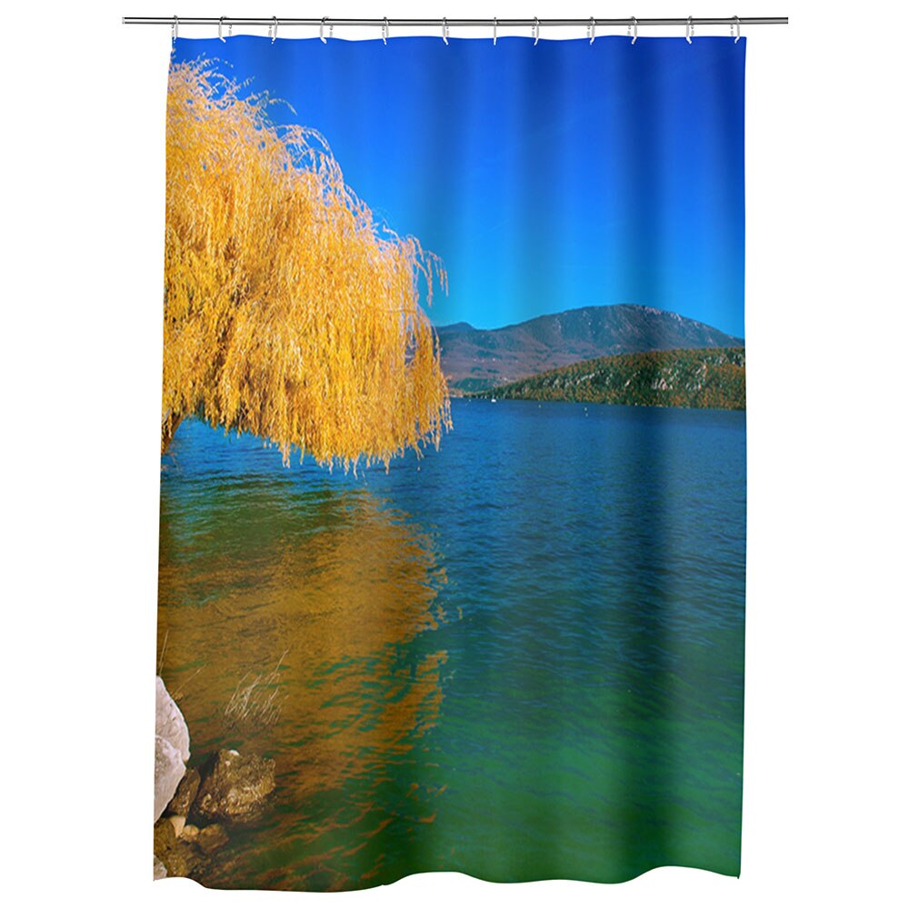 Perdea Dus, Cada, pentru Baie, Heartwork, Salcie de toamna, Model Multicolor, Decoratiuni Baie, 150 x 200 cm