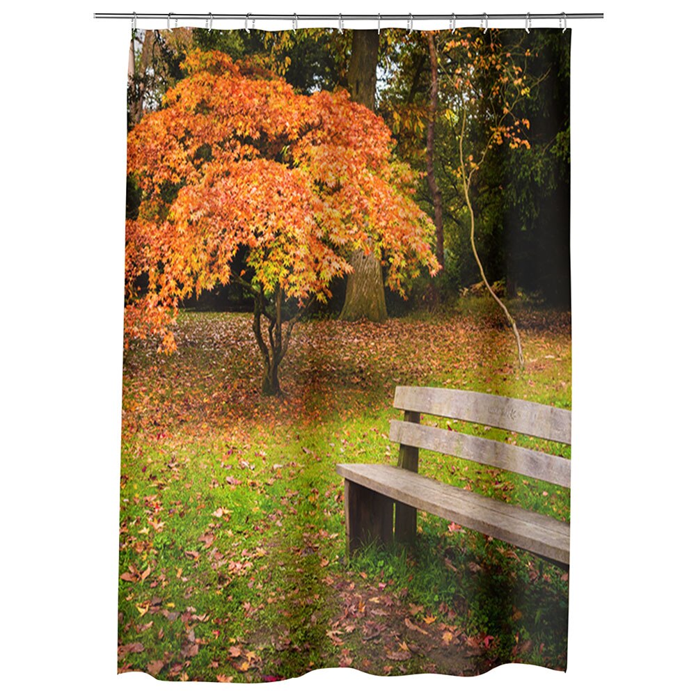 Perdea Dus, Cada, pentru Baie, Heartwork, Banca in parc, Model Multicolor, Decoratiuni Baie, 150 x 200 cm