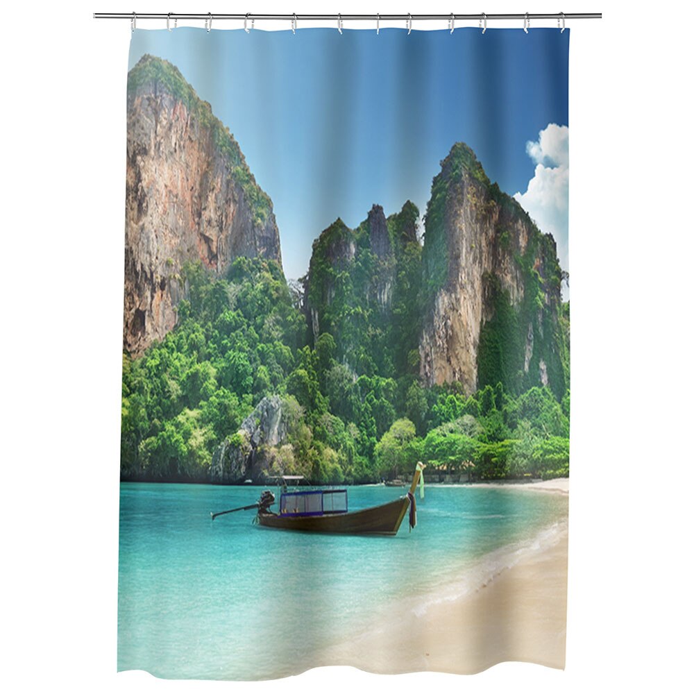 Perdea Dus, Cada, pentru Baie, Heartwork, La mare, Model Multicolor, Decoratiuni Baie, 150 x 200 cm