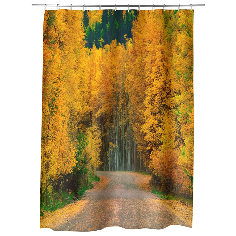 Perdea Dus, Cada, pentru Baie, Heartwork, Toamna pe drum, Model Multicolor, Decoratiuni Baie, 150 x 200 cm
