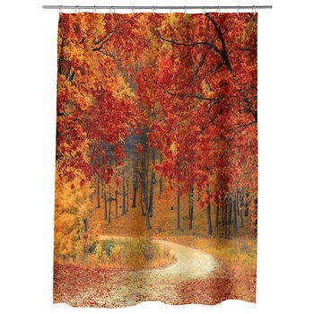 Perdea Dus, Cada, pentru Baie, Heartwork, Drum in padure toamna, Model Multicolor, Decoratiuni Baie, 150 x 200 cm Perdea Dus, Cada, pentru Baie, Heartwork, Drum in padure toamna, Model Multicolor, Decoratiuni Baie, 150 x 200 cm