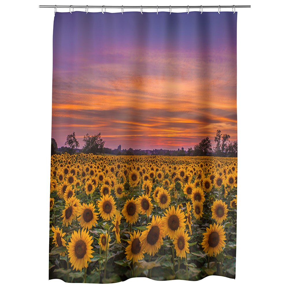 Perdea Dus, Cada, pentru Baie, Heartwork, Floarea soarelui la apus, Model Multicolor, Decoratiuni Baie, 150 x 200 cm