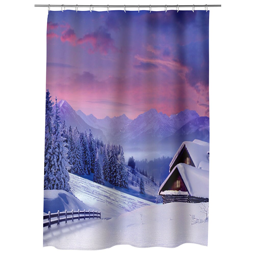 Perdea Dus, Cada, pentru Baie, Heartwork, Cabana sub zapada, Model Multicolor, Decoratiuni Baie, 150 x 200 cm