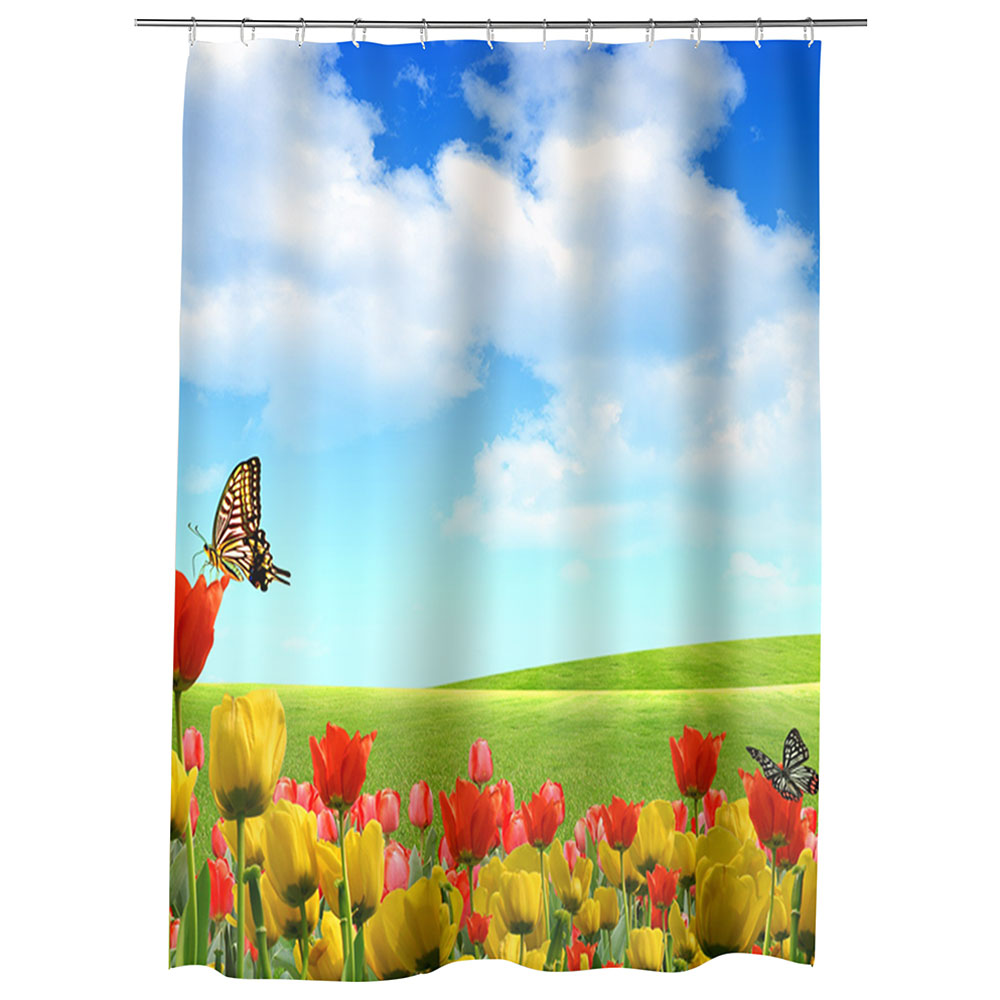 Perdea Dus, Cada, pentru Baie, Heartwork, Fluturi, Model Multicolor, Decoratiuni Baie, 150 x 200 cm