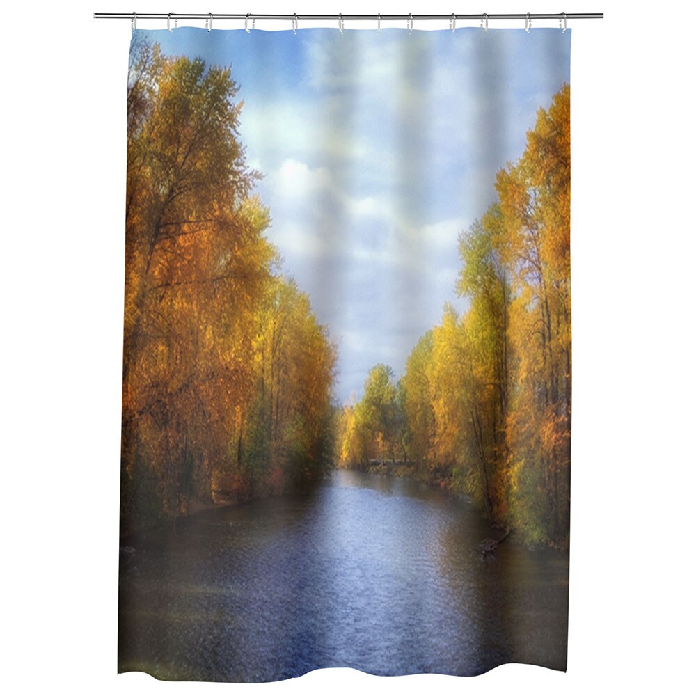 Perdea Dus, Cada, pentru Baie, Heartwork, Canal de toamna, Model Multicolor, Decoratiuni Baie, 150 x 200 cm