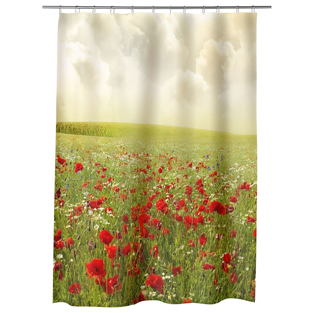Perdea Dus, Cada, pentru Baie, Heartwork, Maci superbi, Model Multicolor, Decoratiuni Baie, 150 x 200 cm