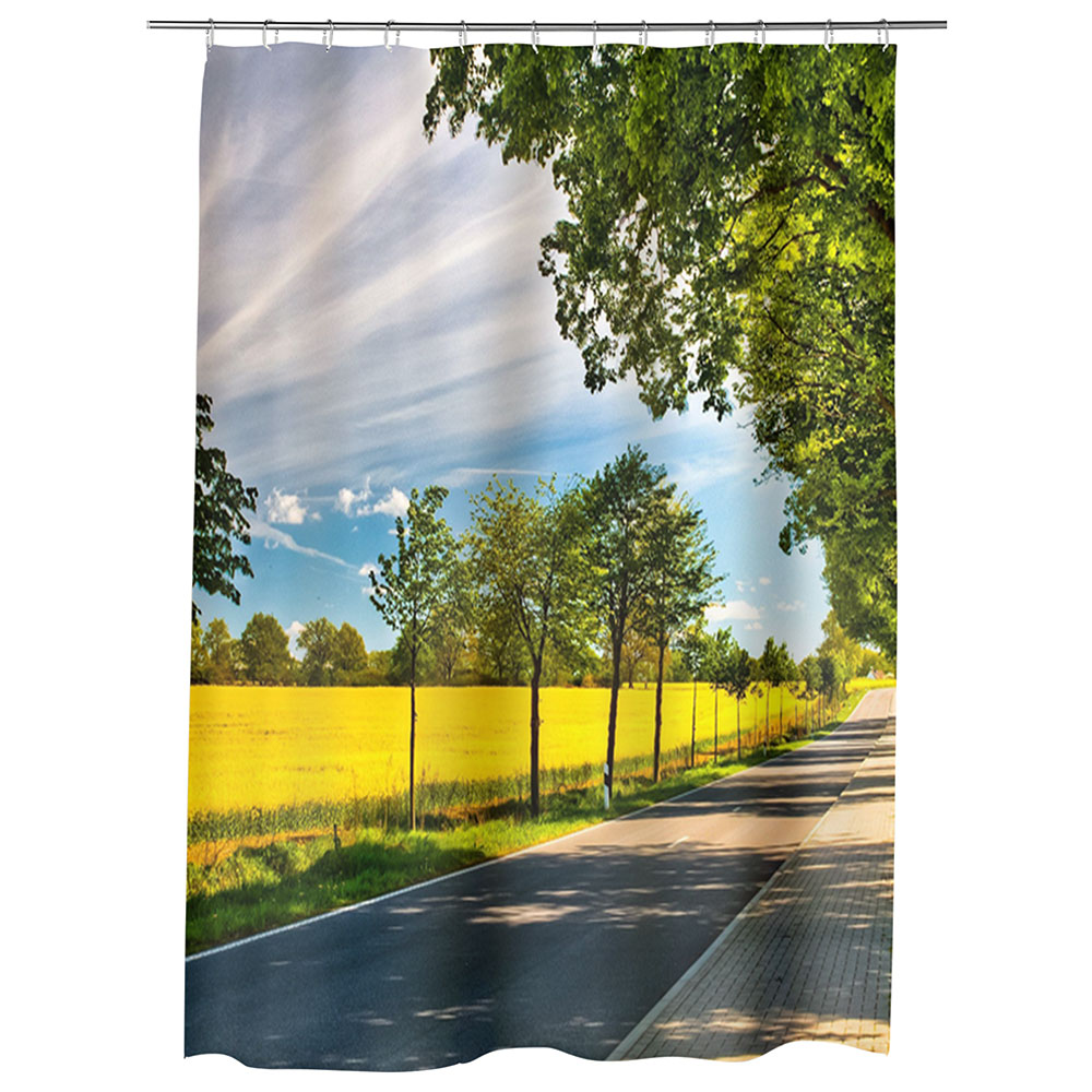 Perdea Dus, Cada, pentru Baie, Heartwork, Drum umbrit, Model Multicolor, Decoratiuni Baie, 150 x 200 cm