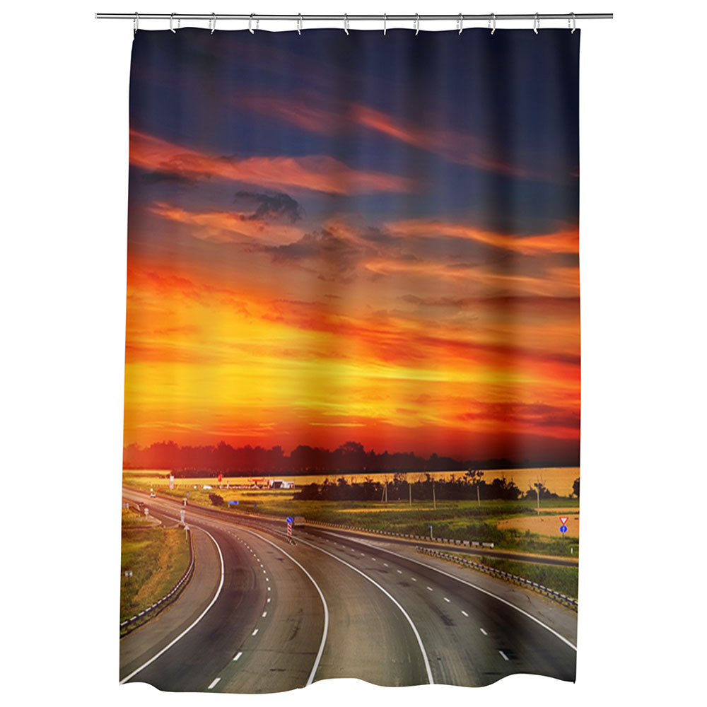 Perdea Dus, Cada, pentru Baie, Heartwork, Sosea spre apus, Model Multicolor, Decoratiuni Baie, 150 x 200 cm
