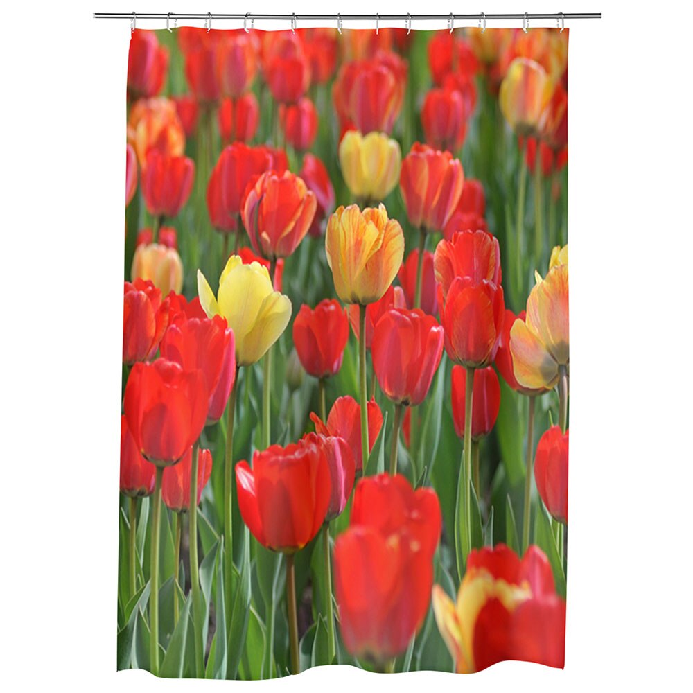 Perdea Dus, Cada, pentru Baie, Heartwork, Lalele rosii si galbene, Model Multicolor, Decoratiuni Baie, 150 x 200 cm