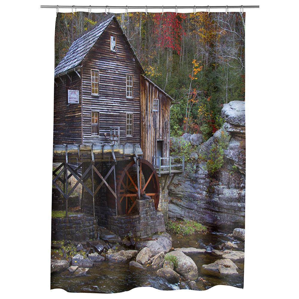 Perdea Dus, Cada, pentru Baie, Heartwork, Moara de apa, Model Multicolor, Decoratiuni Baie, 150 x 200 cm