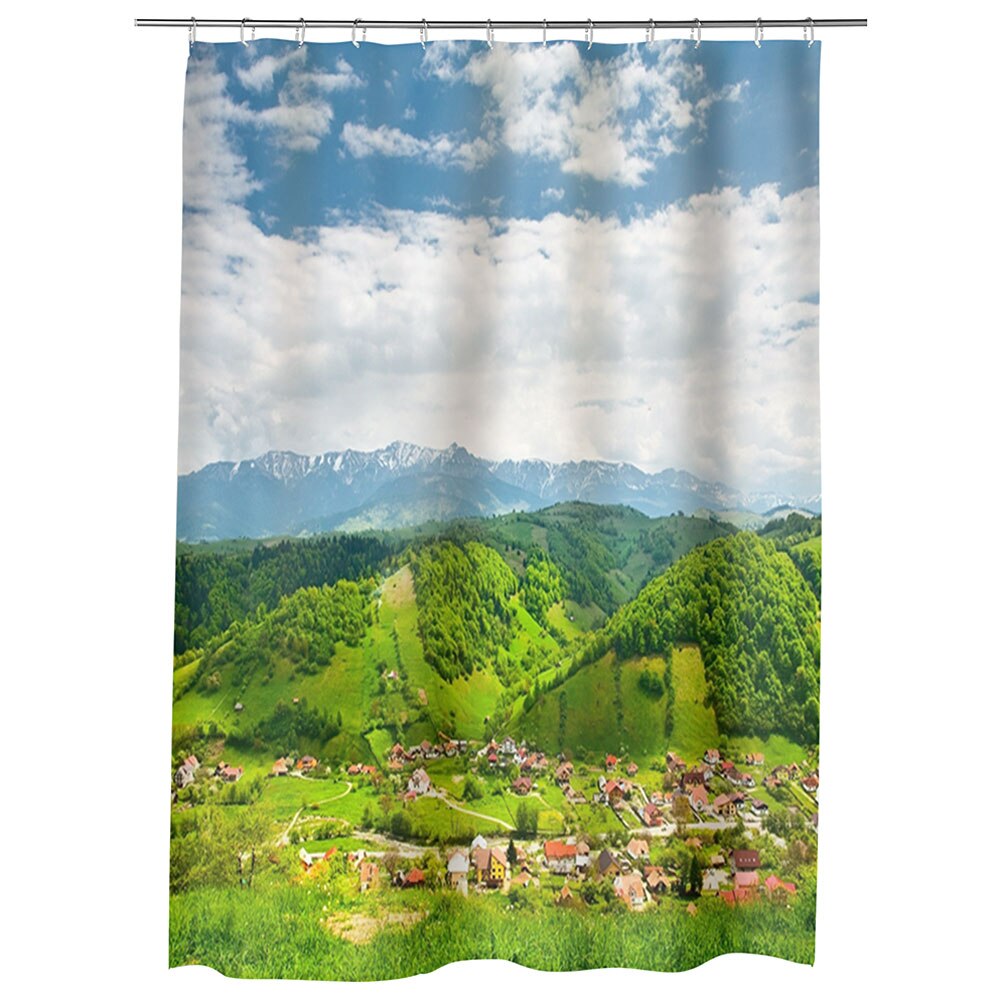 Perdea Dus, Cada, pentru Baie, Heartwork, Peste dealuri, Model Multicolor, Decoratiuni Baie, 150 x 200 cm