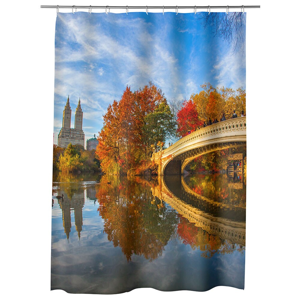 Perdea Dus, Cada, pentru Baie, Heartwork, Pod peste toamna, Model Multicolor, Decoratiuni Baie, 150 x 200 cm