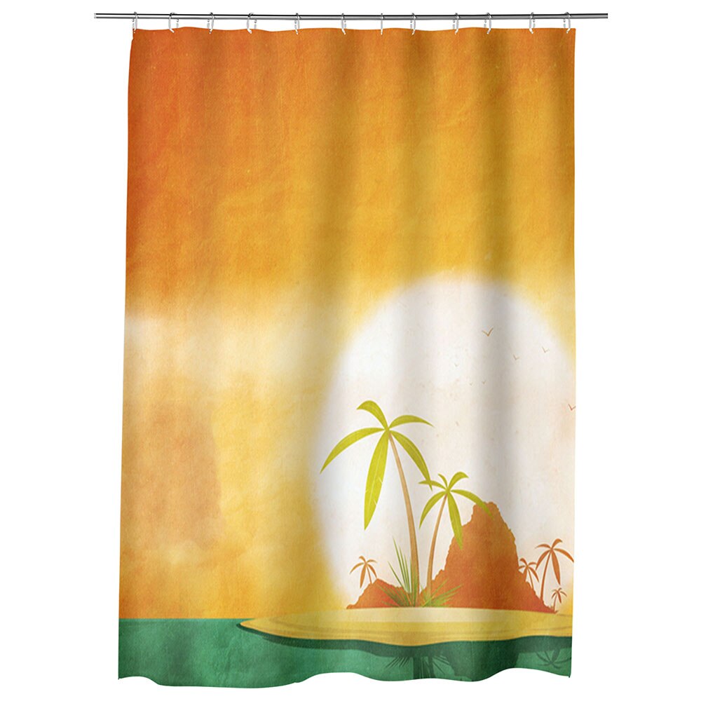 Perdea Dus, Cada, pentru Baie, Heartwork, Insule tropicale, Model Multicolor, Decoratiuni Baie, 150 x 200 cm