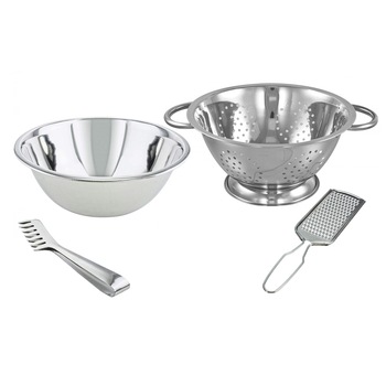 Set Spaghetti 4 Piese din Inox ,Bol 24 cm,strecuratoare 24 cm ,cleste 21 cm ,razatoare 22 cm , Grunberg , GR2959PRM-5ARTIC Set Spaghetti 4 Piese din Inox ,Bol 24 cm,strecuratoare 24 cm ,cleste 21 cm ,razatoare 22 cm , Grunberg , GR2959PRM-5ARTIC