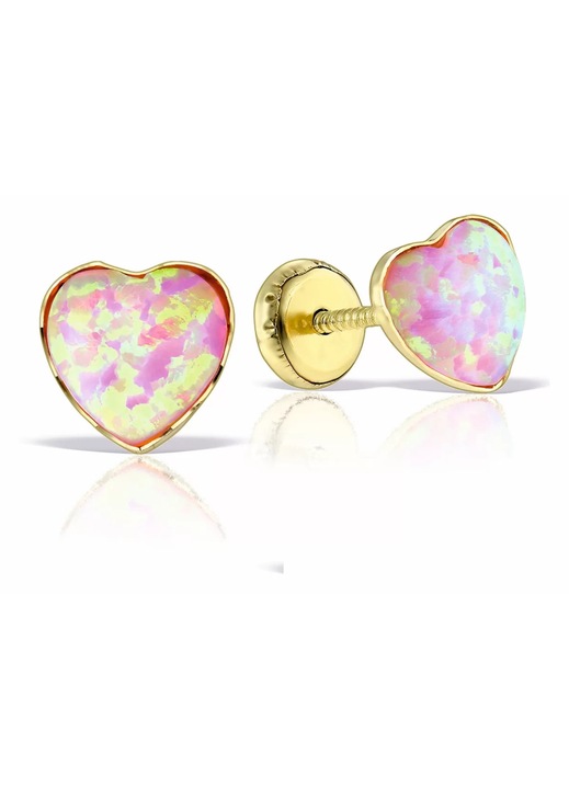 Cercei din aur galben pentru bebe, Mosv, Aur 18K si opal