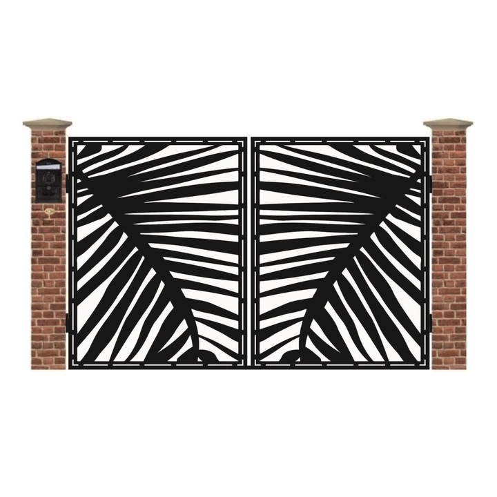 Poarta acces auto mica din tabla debitata cu plasma PALM 3000x1940 mm