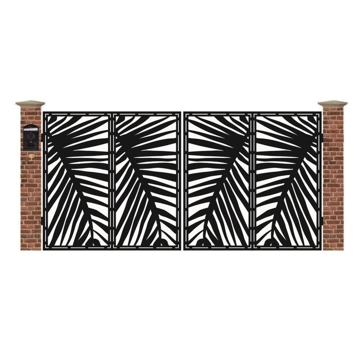 Poarta acces auto mare din tabla debitata cu plasma PALM 3884x1940 mm